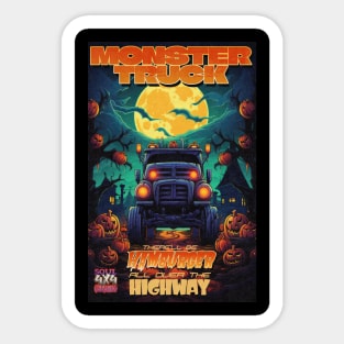 Halloween Monster Truck Hamburger All Over the Highway Sticker